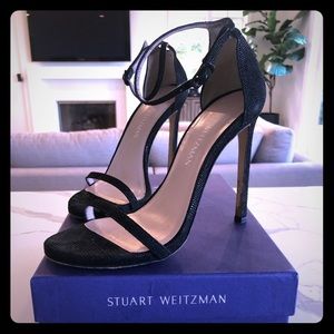Stuart Weitzman black suede nudist heels